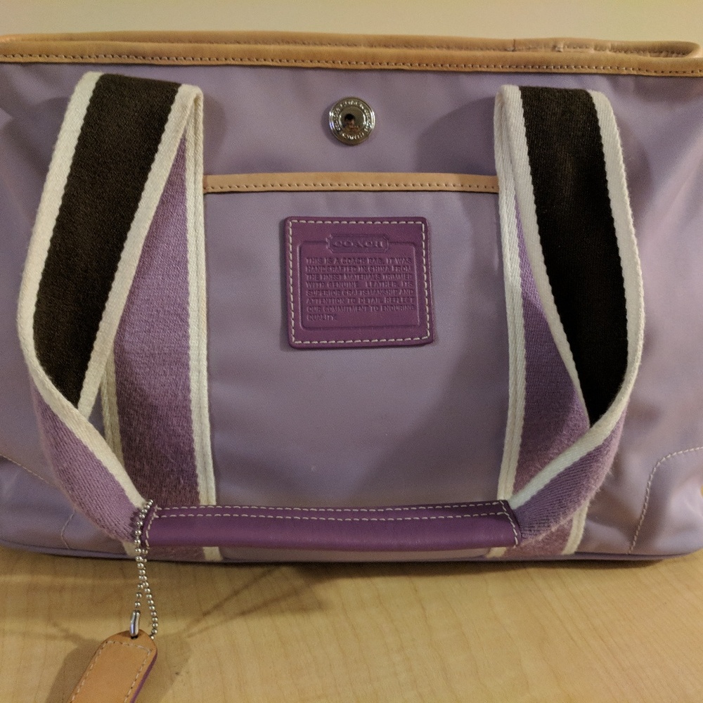 Coach Hampton Lilac Nylon Tote Shoulder Bag Purse